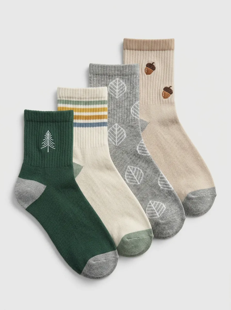 Leaf Forest Nature Men's Four-Pair Long Socks