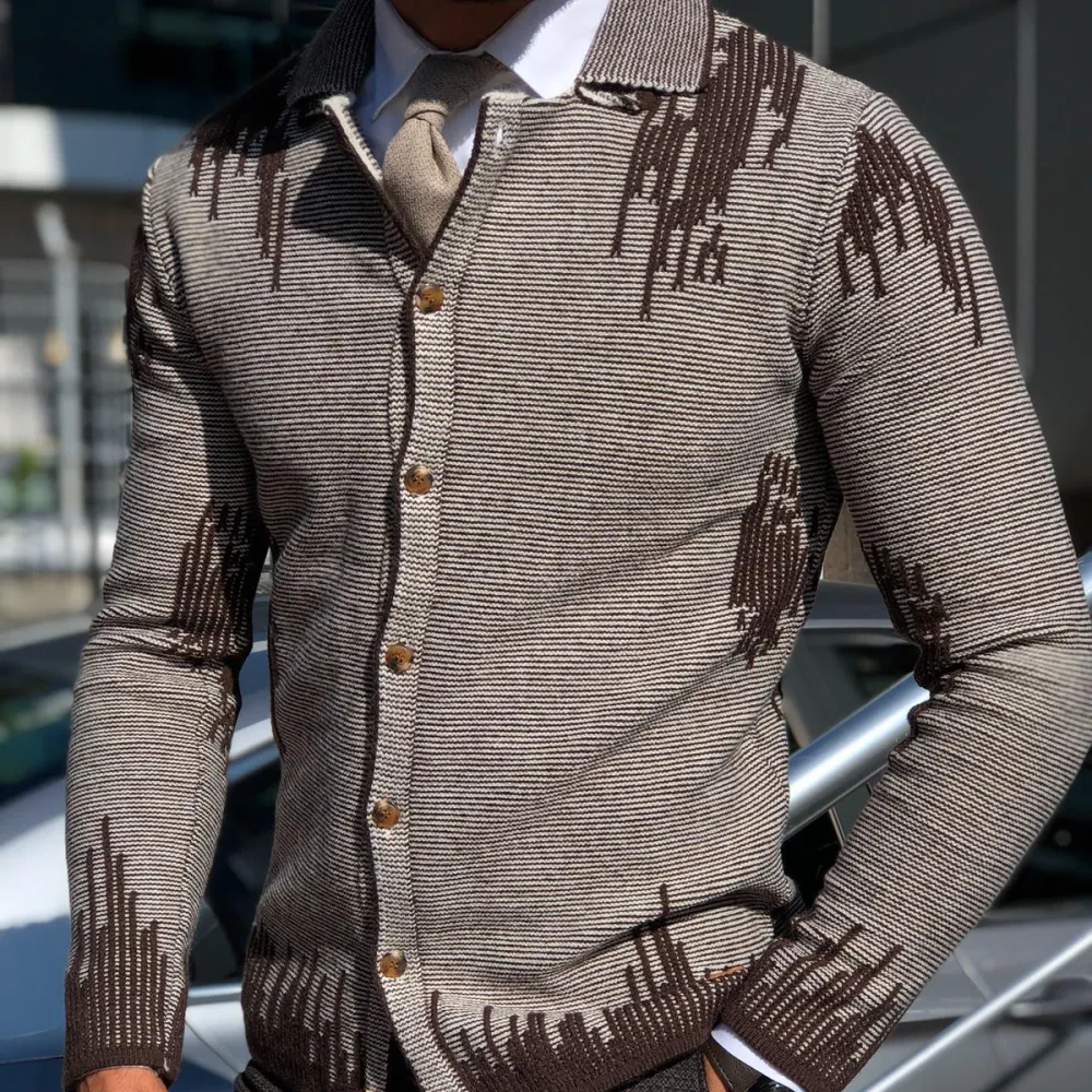 Classic Patterned Slim Fit Knit Cardigan