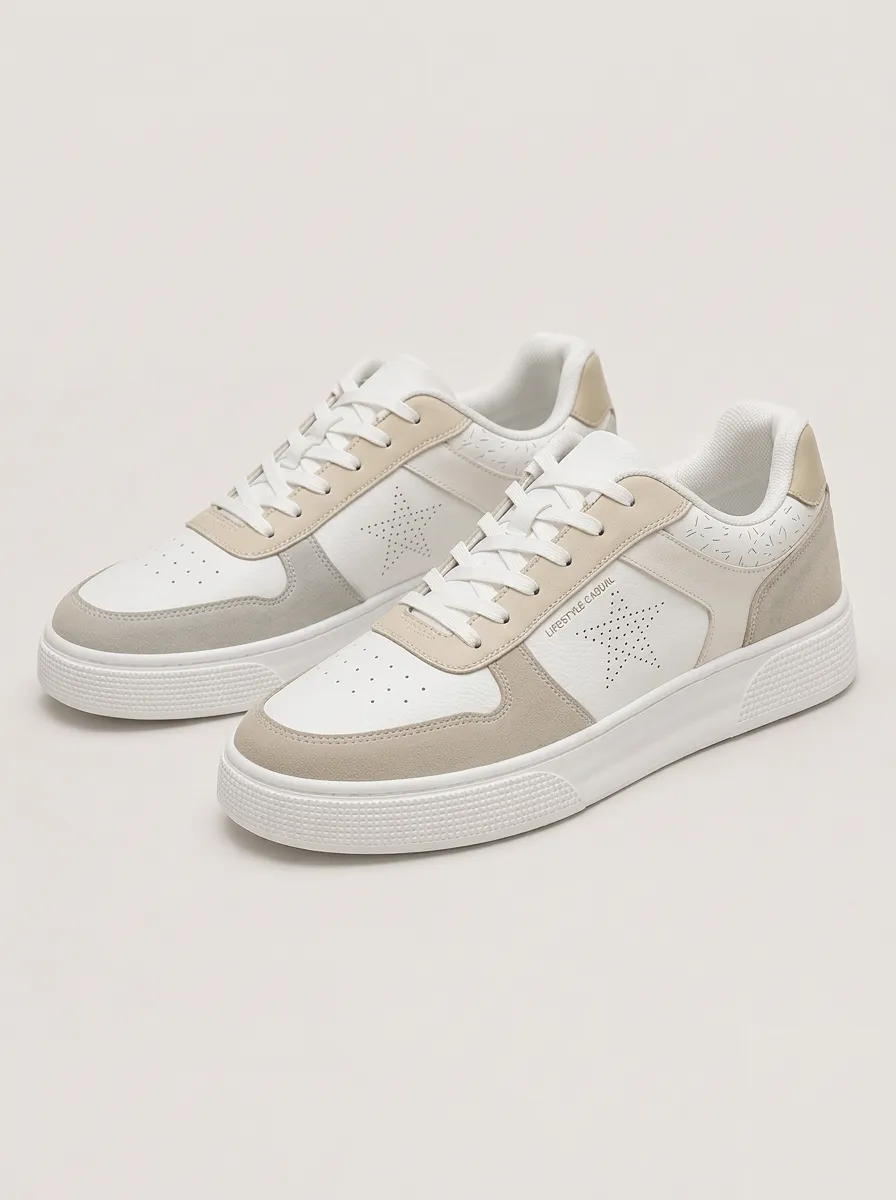Men's Casual Star Pattern Perforated Skate Shoes