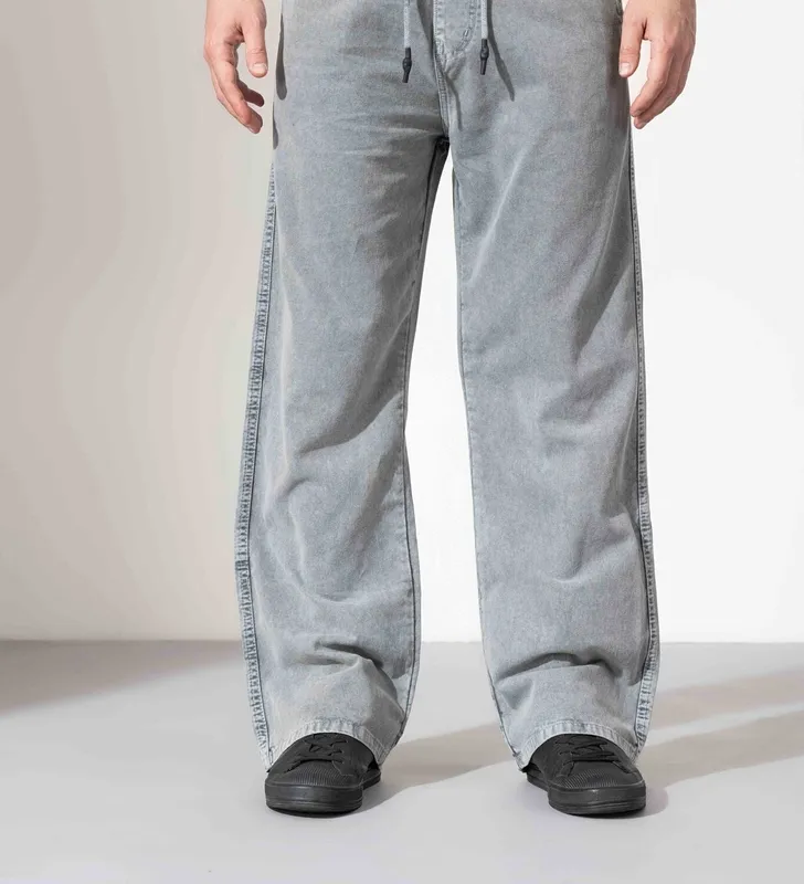 Grey Elastic Waist Denim Jeans