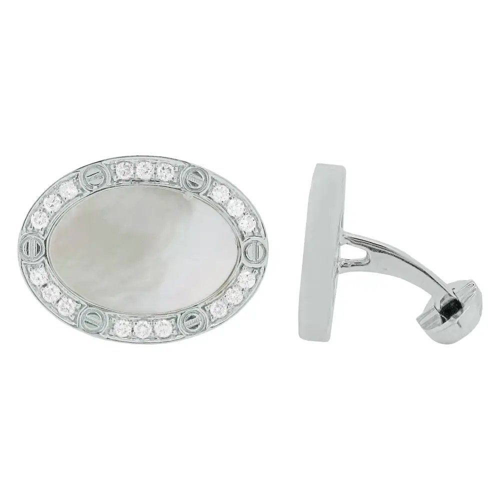 Polished Diamond Mother Of Pearl Cufflinks
