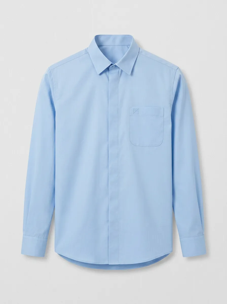 Men's Non-Iron Cotton Minimalist Logo Embroidered Long Sleeve Shirt