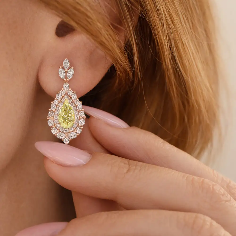 Pear Shape Diamond Double Halo Earrings