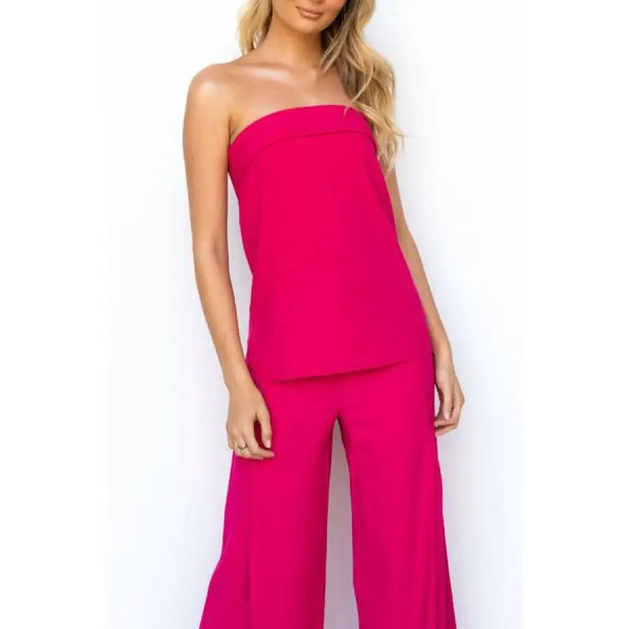 Tube Top and Wide Leg Pants Set