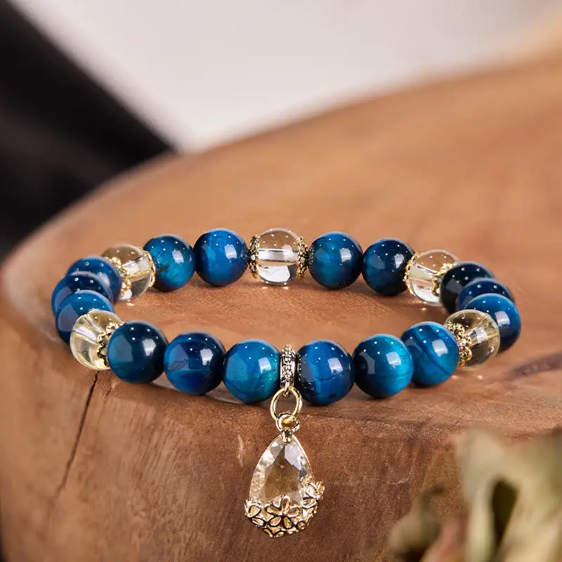Round Tiger Eye Crystal Water Drop Bracelet