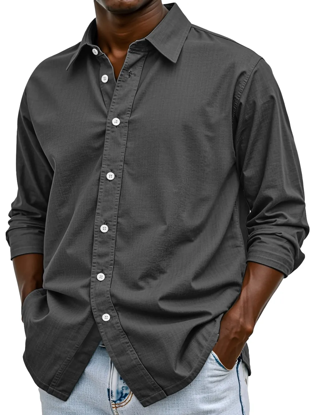 Everyday Long Sleeve Open Collar Shirt