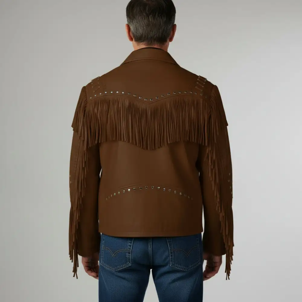 Modern Leather Biker Western Fringe Jacket