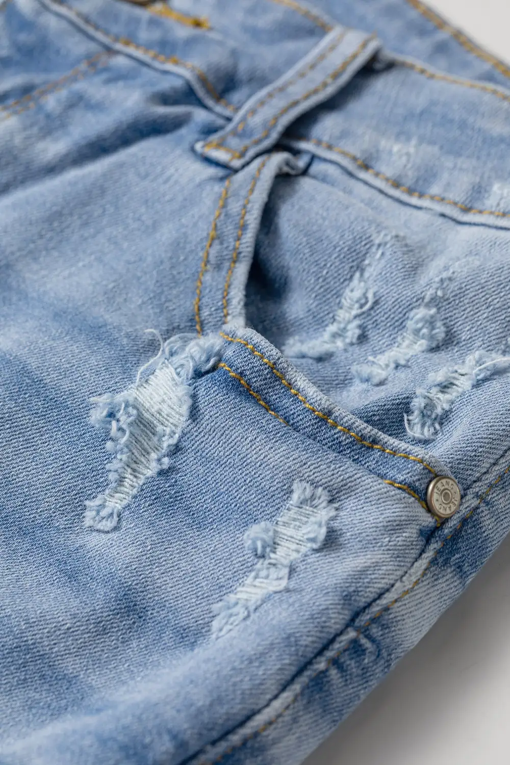High-Waist Raw-Hem Distressed Cotton Denim Shorts