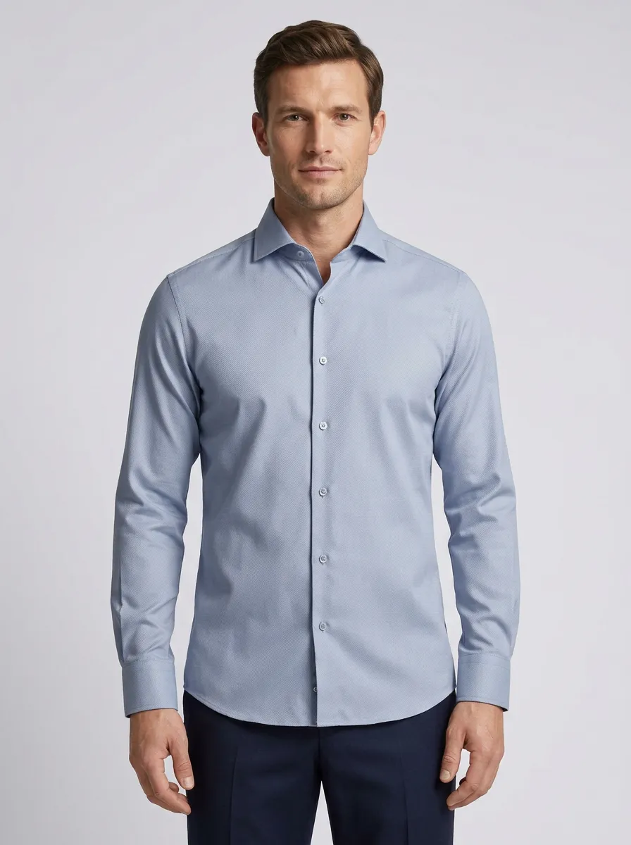 Men's Textured Formal Dress Shirt