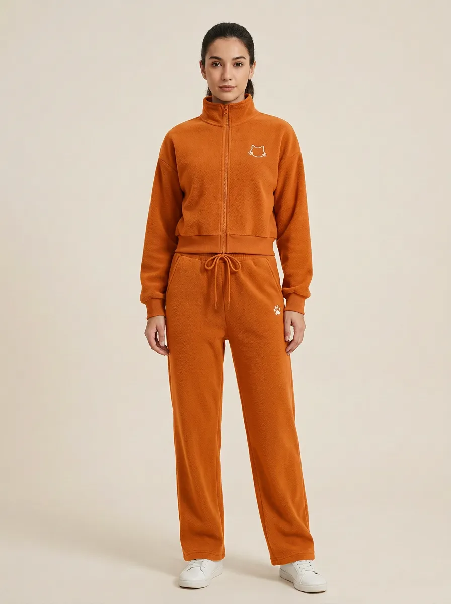 Women's Embroidered Fleece Tracksuit Set