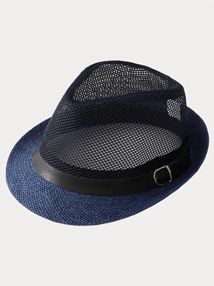 Hollow Weave Panama Fedora with Belt Buckle