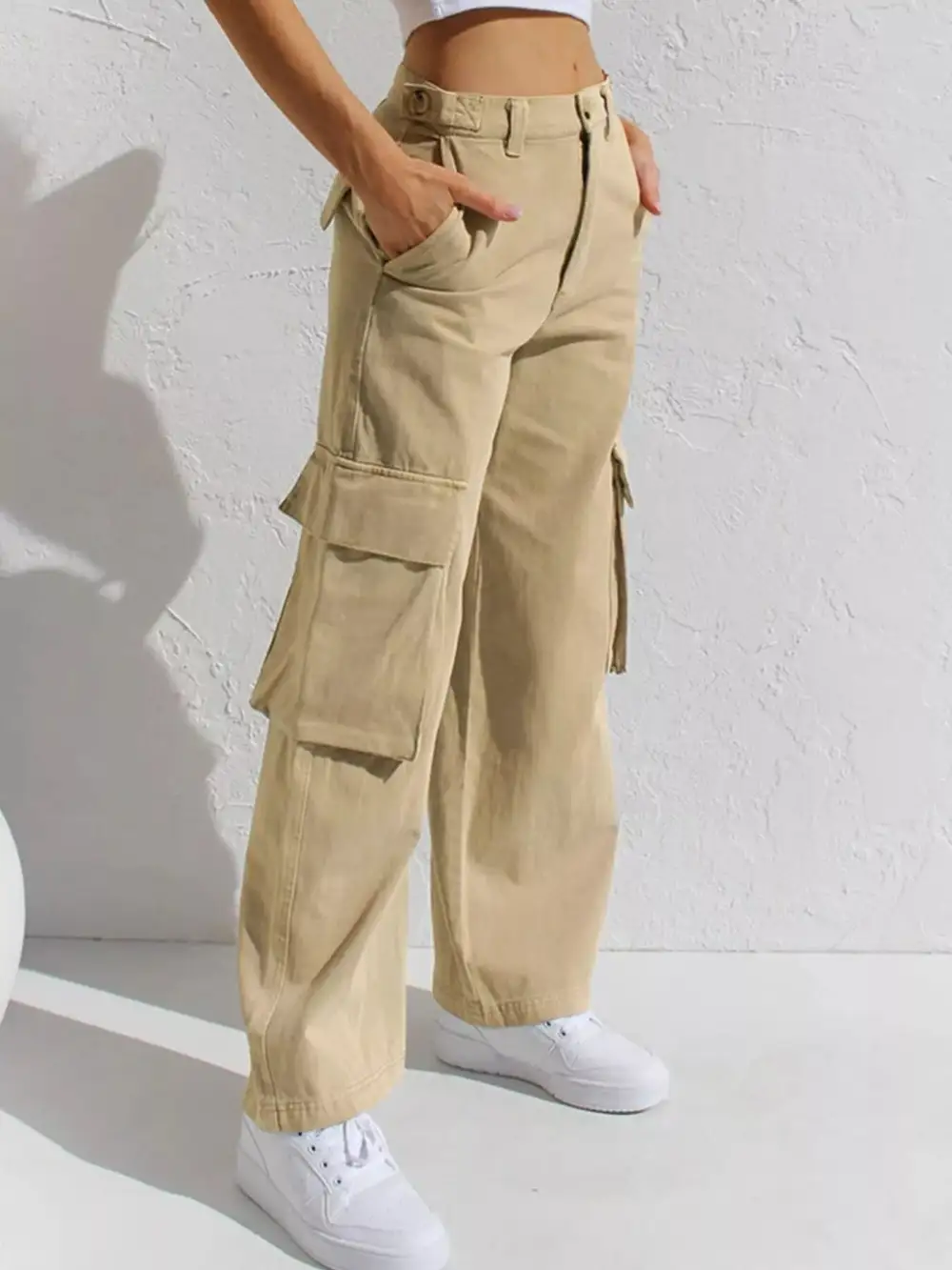 High-Waisted Wide Leg Cargo Jeans