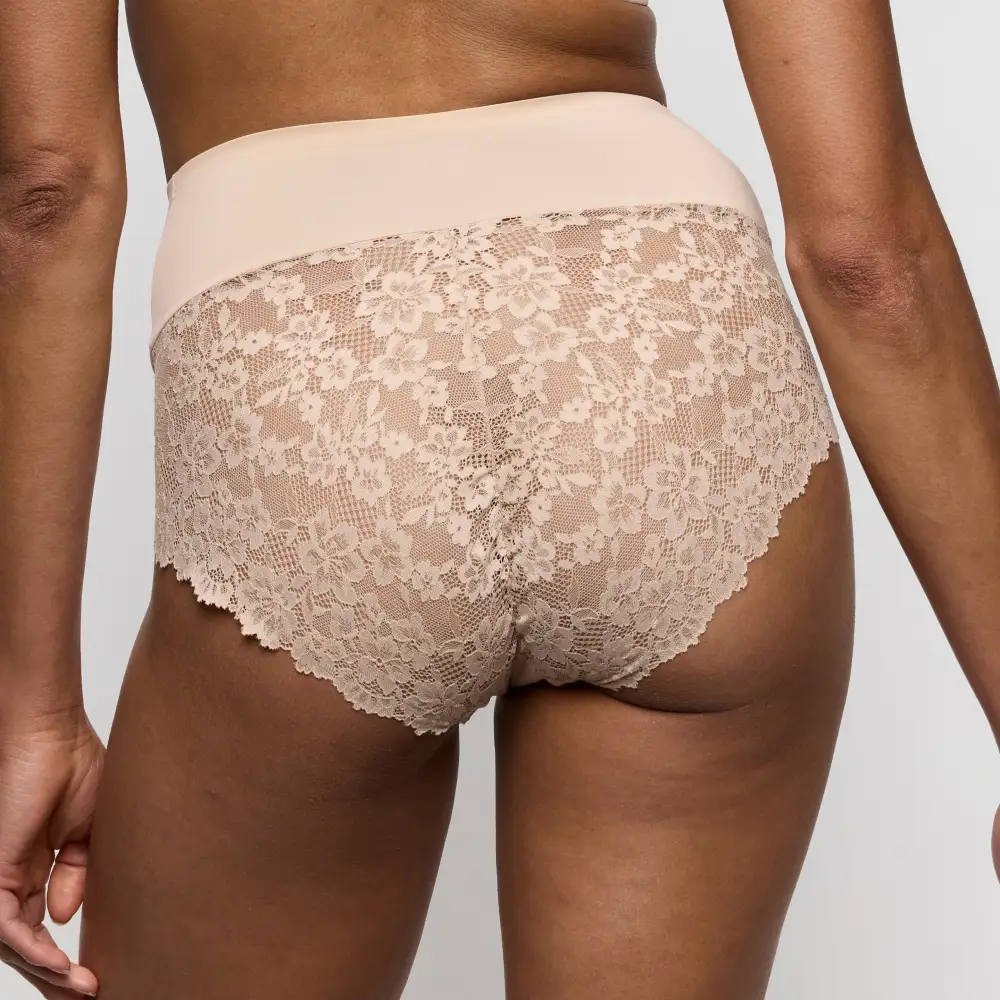 Women's Full Coverage Seamless Bonded Edge Elastic Waistband Cotton Gusset Floral Lace Cotton Retro Detail Soft Fabric Stretch Fit High Waist Panty