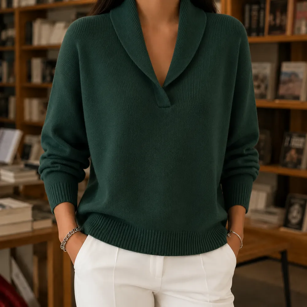 Shawl Collar Soft Knit Sweater