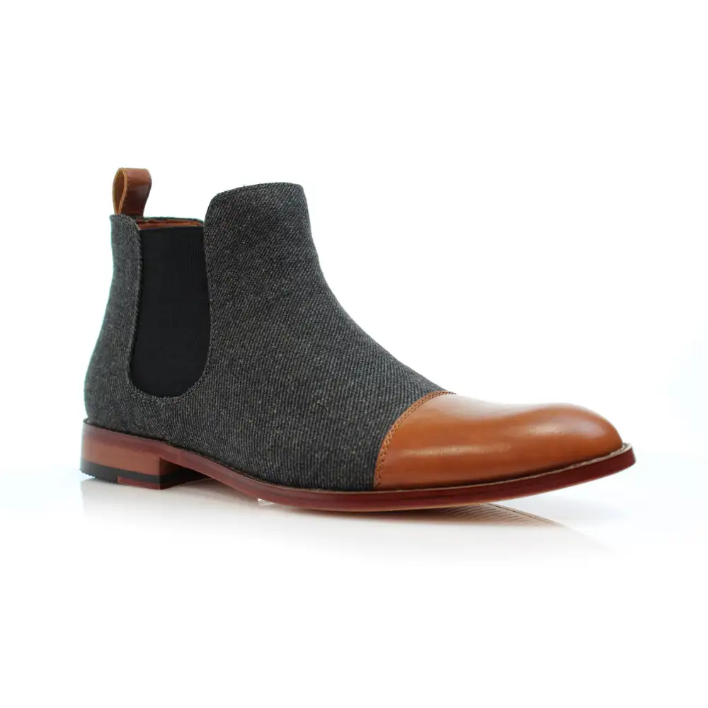 Faux-Leather Two-Tone Slip-On Chelsea Boots