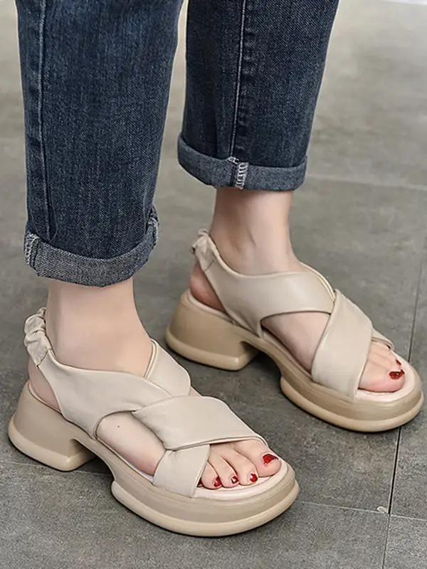 Open-Toe Platform Heeled Sandals
