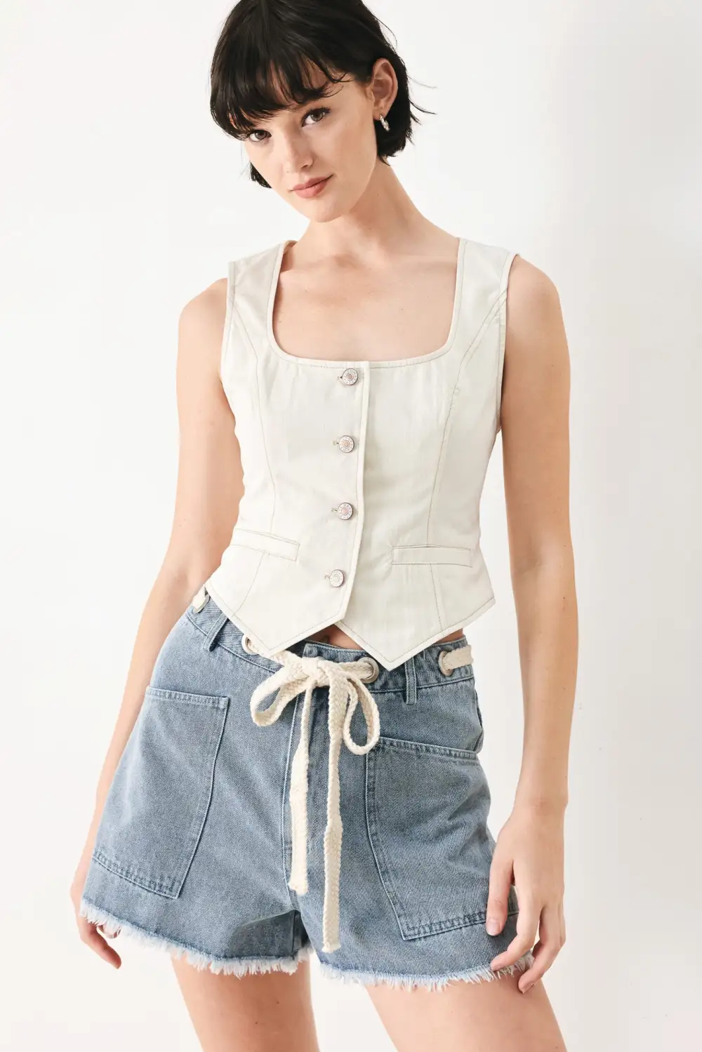 Pocketed Denim Shorts