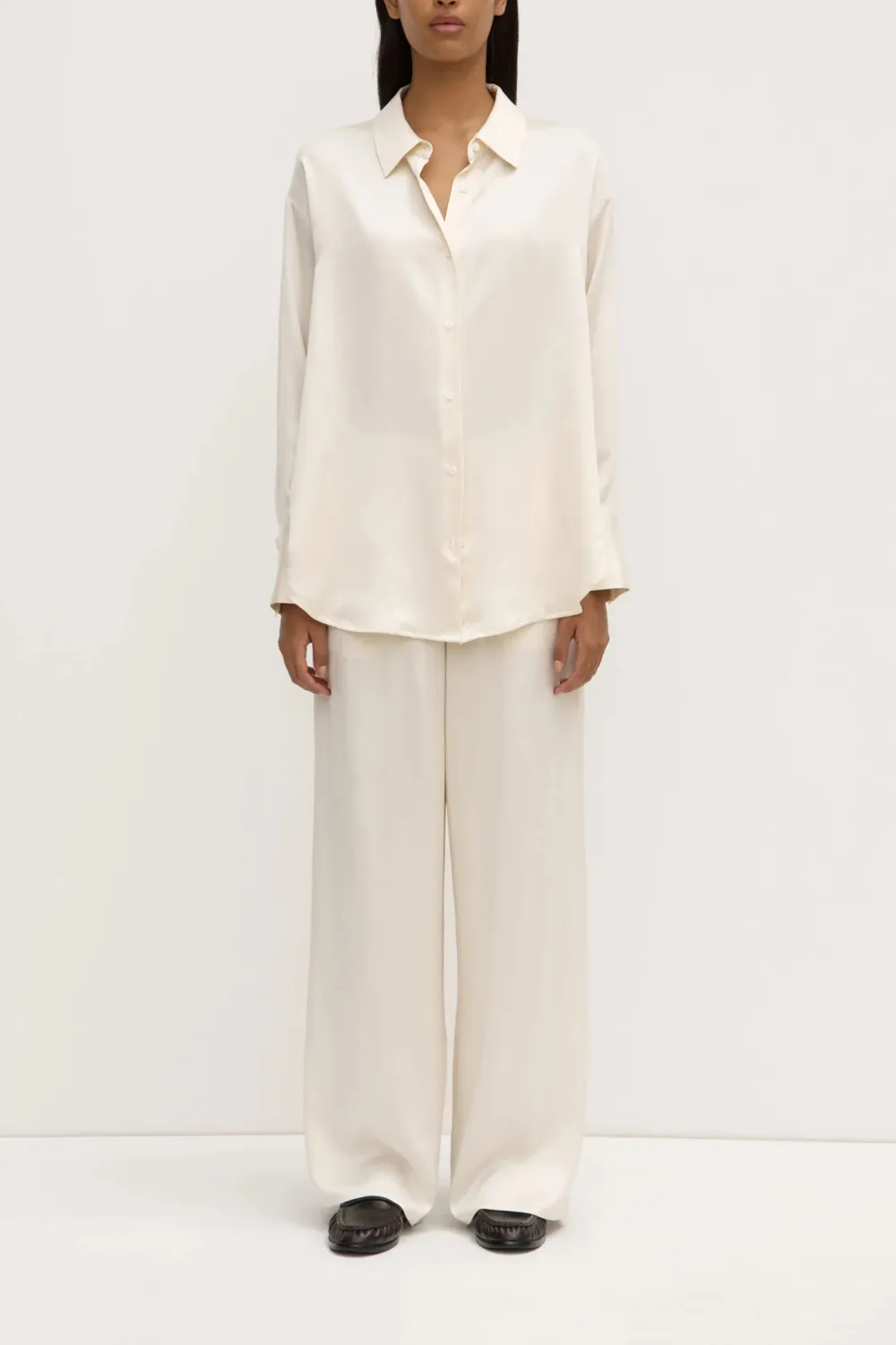 Box Pleated Silk Women's Shirt