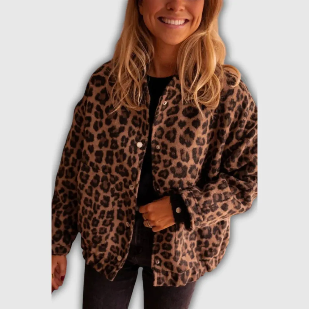 Leopard Print Oversized Button Front Jacket