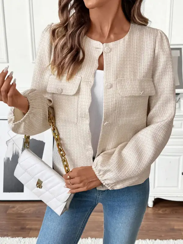 Button-Front Pocketed Jacket