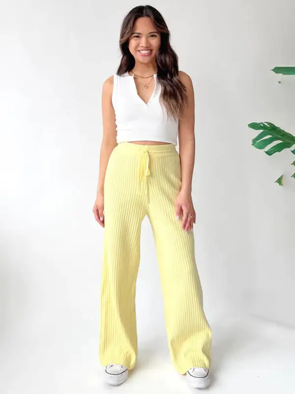 Drawstring Loose Lace Straight Trousers Pants