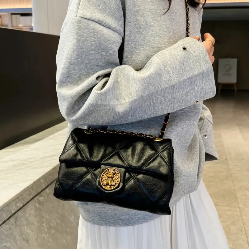 Vintage Quilted Black Chain Shoulder Bag