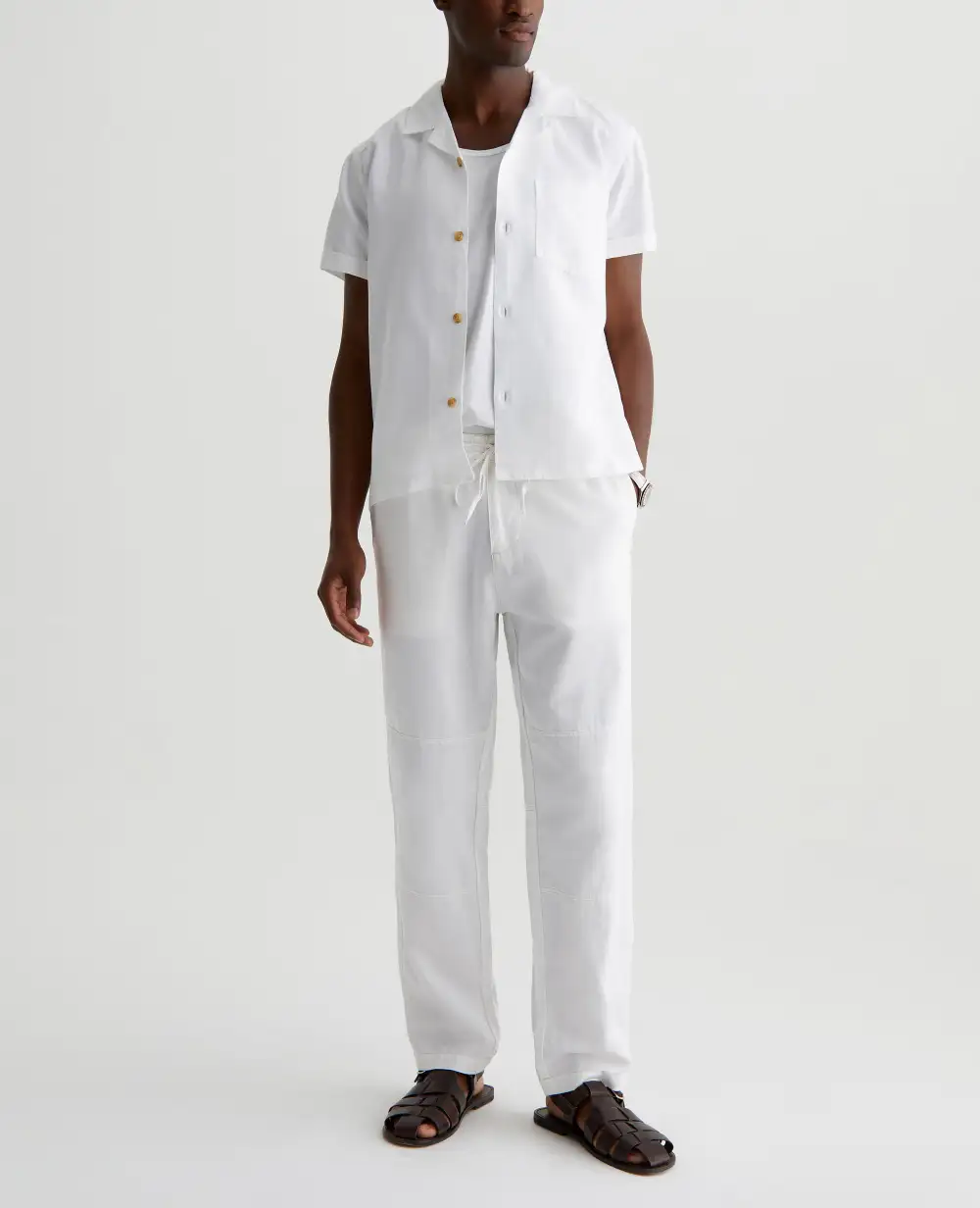 Men's Cotton Linen Blend Camp Collar Shirt