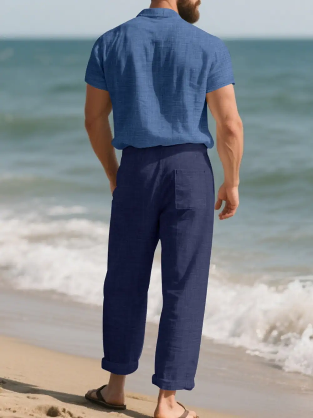 Men's Full Size Casual Button Up Shirt and Pants