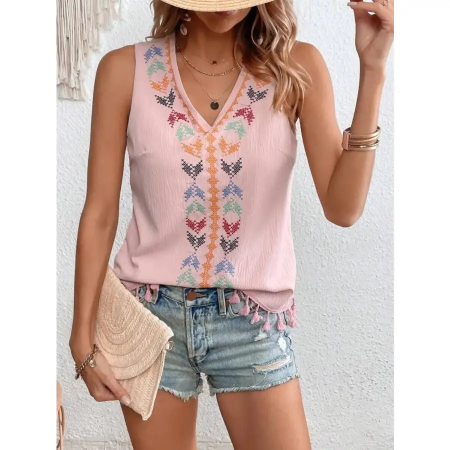 Tassel V Neck Tank