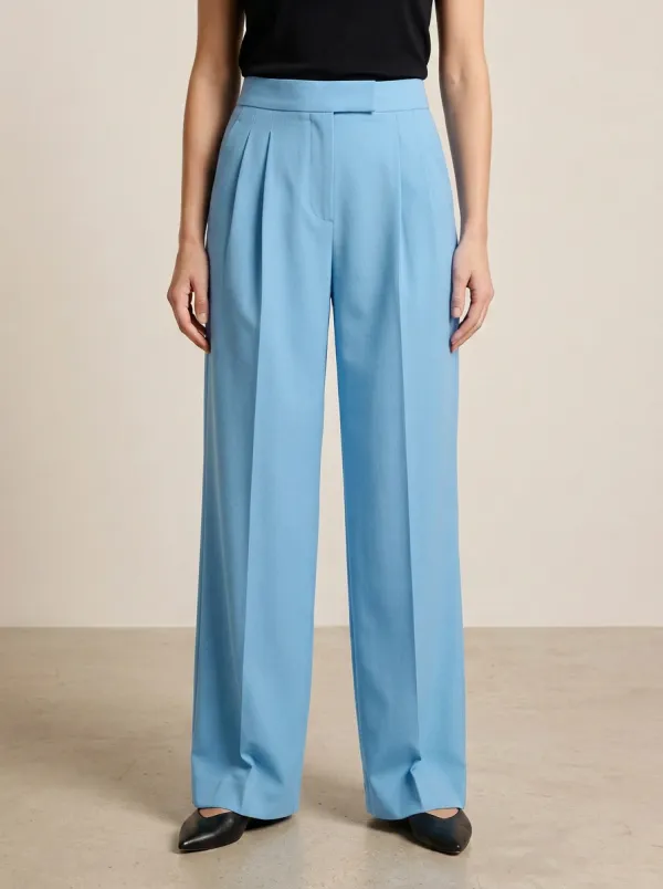 Everyday Refined Pleated High Rise Wide Leg Trousers