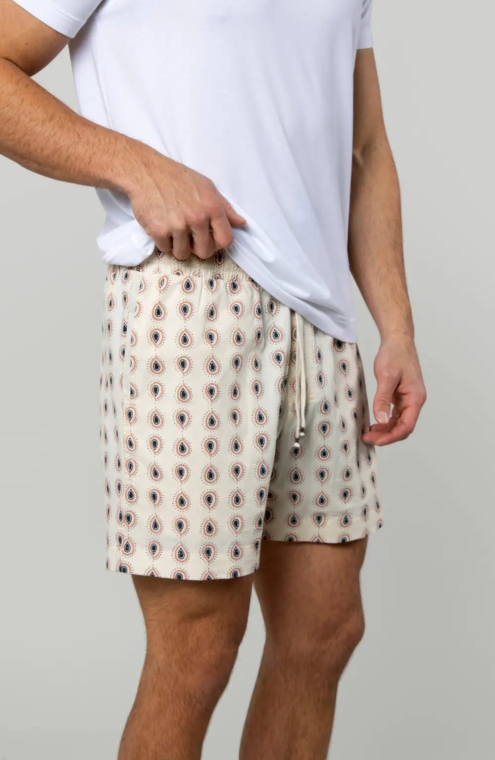 Men's Printed Cotton Drawcord Shorts