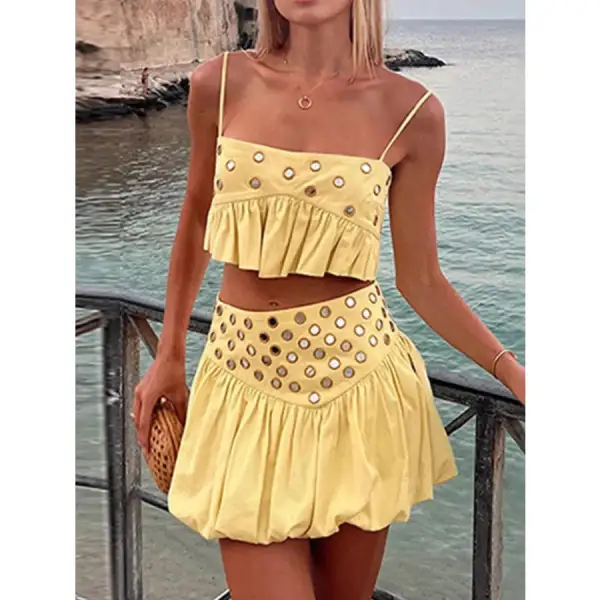 Eyelet Cami and Bubble Skirt Set