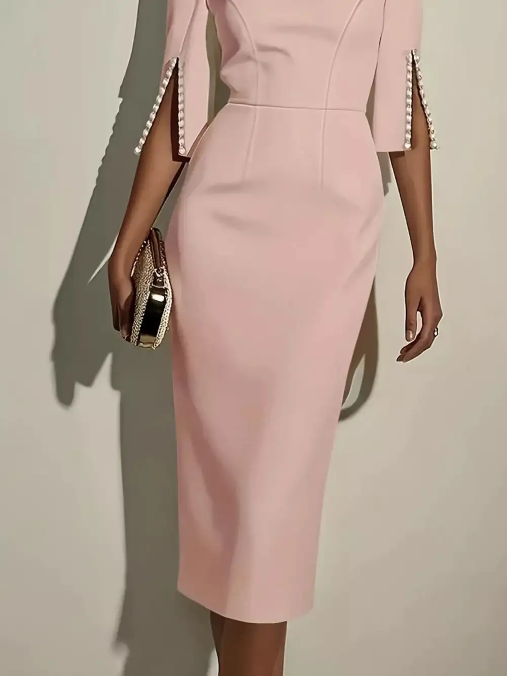 Structured Shape Slit Midi Dress
