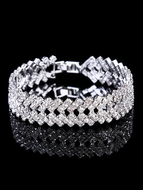 Rhinestone Alloy Statement Bracelet