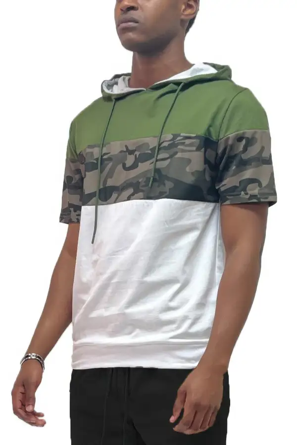 Camo Block Hooded Casual Shirt