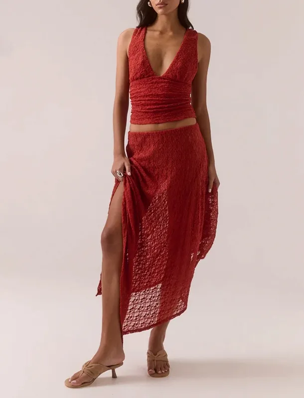 Blood Orange Lace Skirt