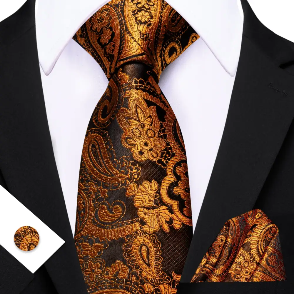 Sleek Paisley Silk Necktie Set