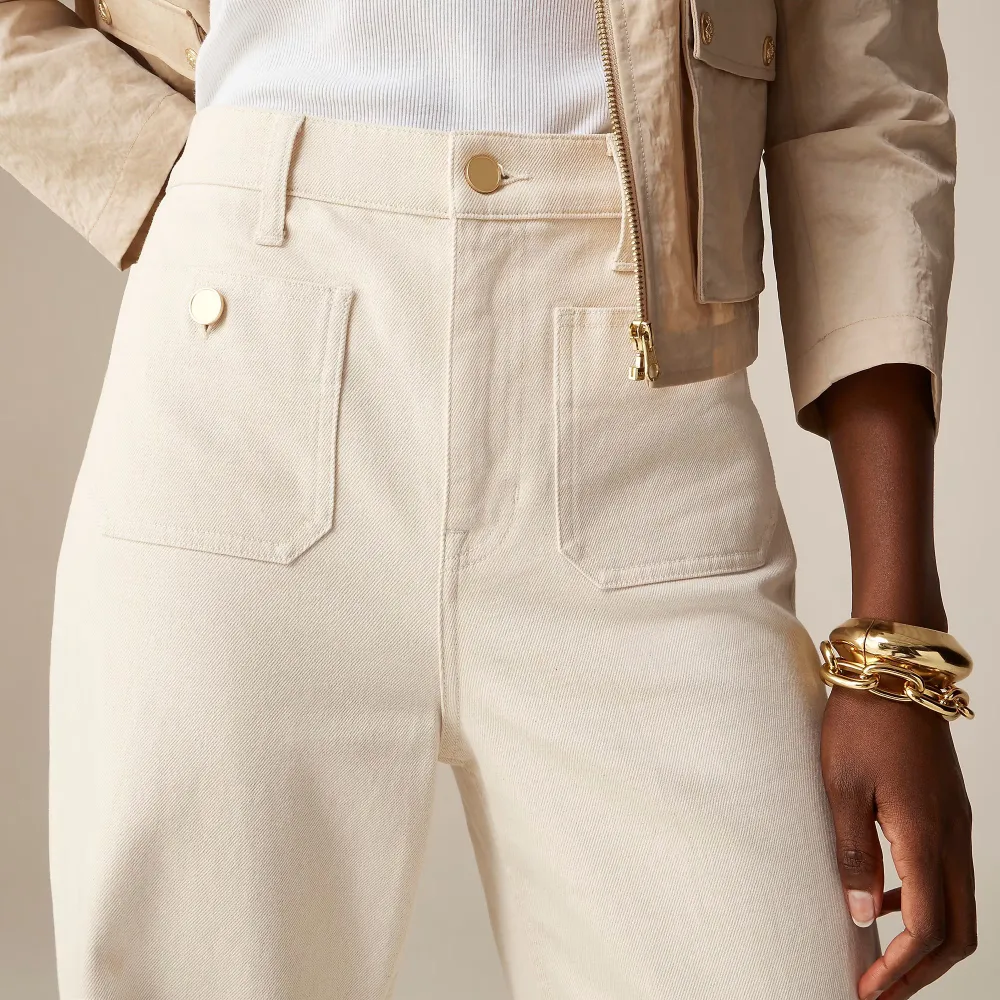 Wide-Leg Pocket Denim Trousers