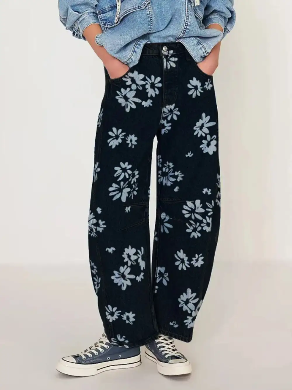 Buy Printed Wide Leg Jeans