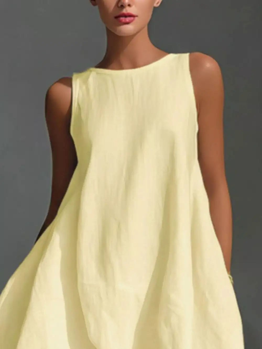 Round Neck Sleeveless Dress Casual