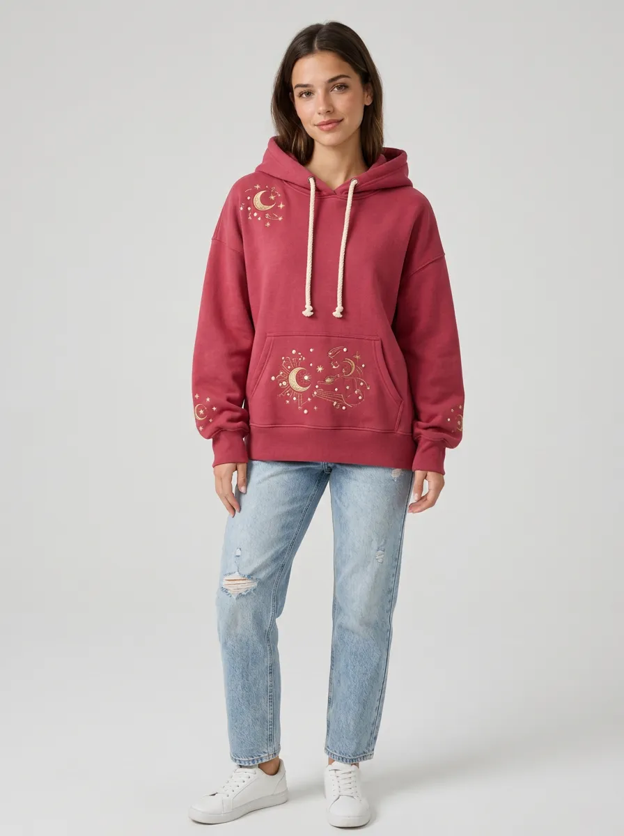 Women's Celestial Moon Star Graphic Daily Layer Hoodie