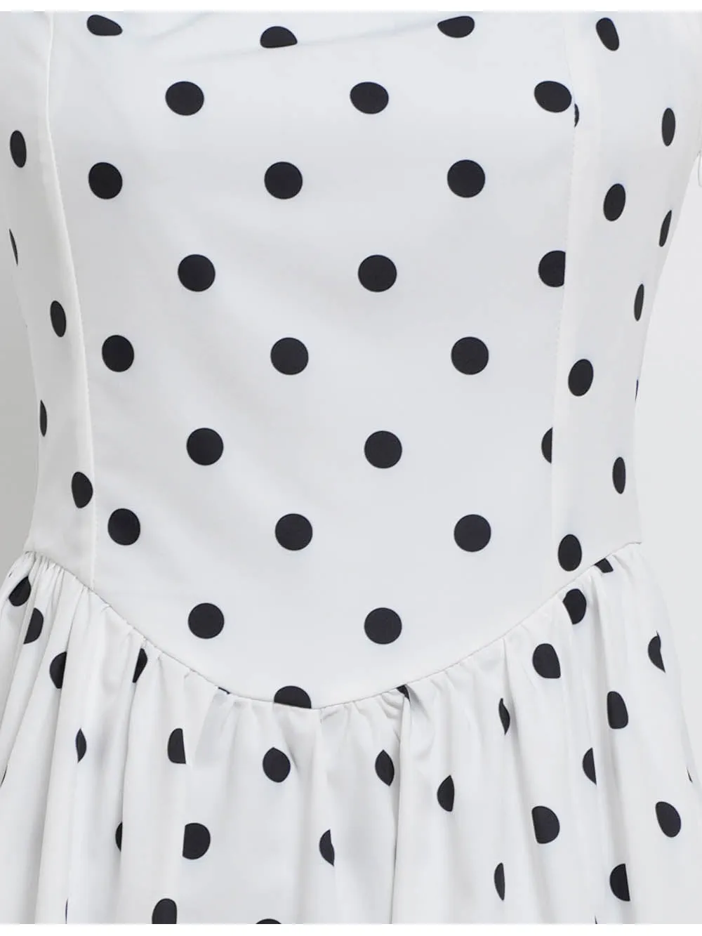 Polka Dot Halter Neck Bow Puff Hem Mini Dress