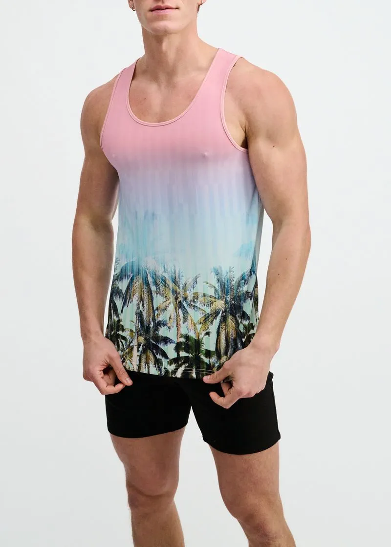 Relaxed Printed Mesh Tank Top