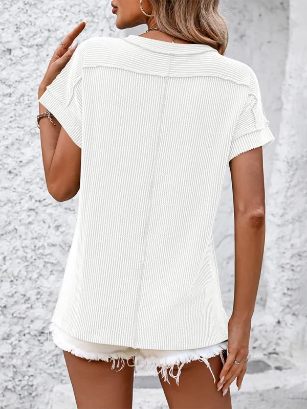 Refined Round-Neck Short-Sleeve Knit Relaxed-Fit T-Shirt
