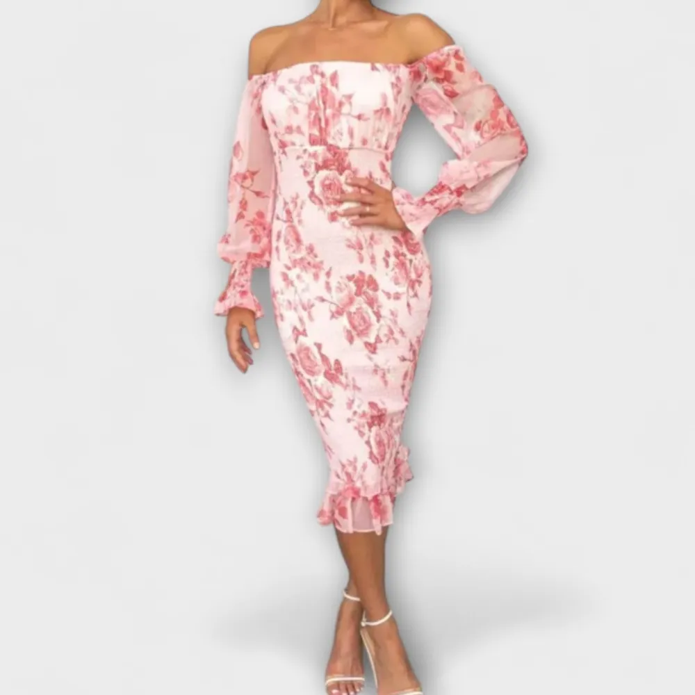 Floral Printed Ruffle Midi Dress