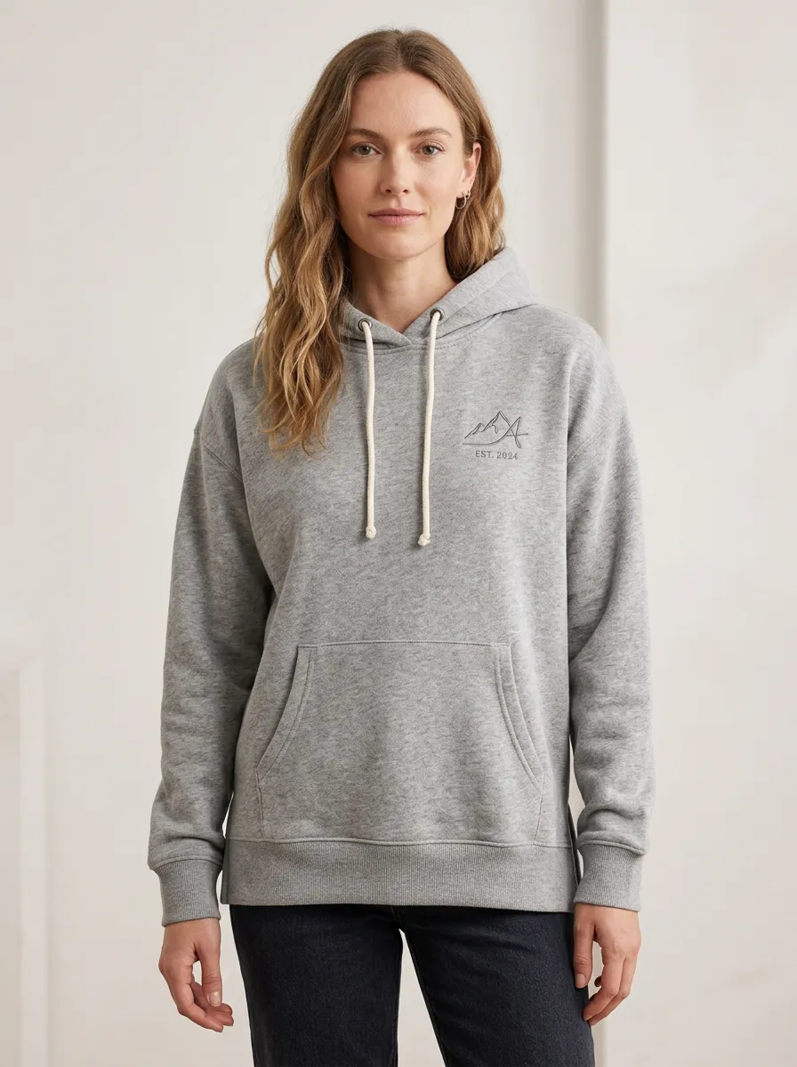 Women's Mountain Graphic Line Art Casual Hoodie