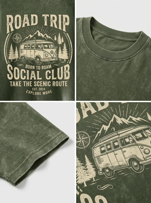 Unisex Road Trip Adventure Camper Van Printed T-shirt