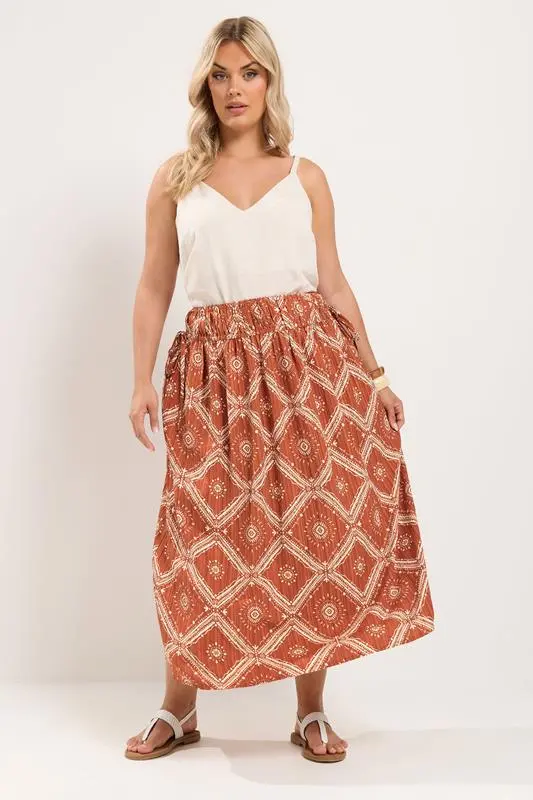 Rust Orange Abstract Skirt