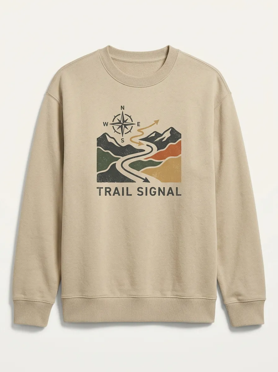 Unisex Hiking Lover Mountain Compass Trail Signal Printed Sweatshirt