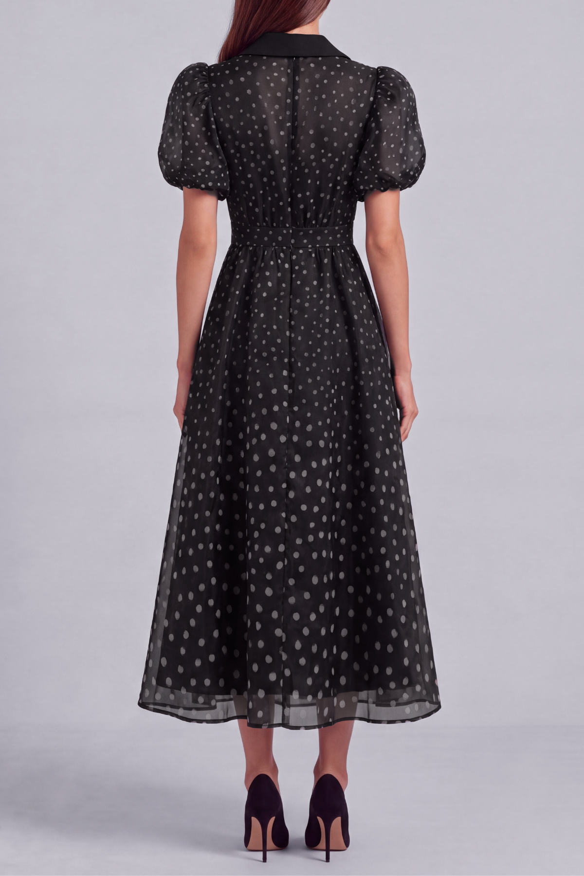 Button Front Polka Dot Midi Dress
